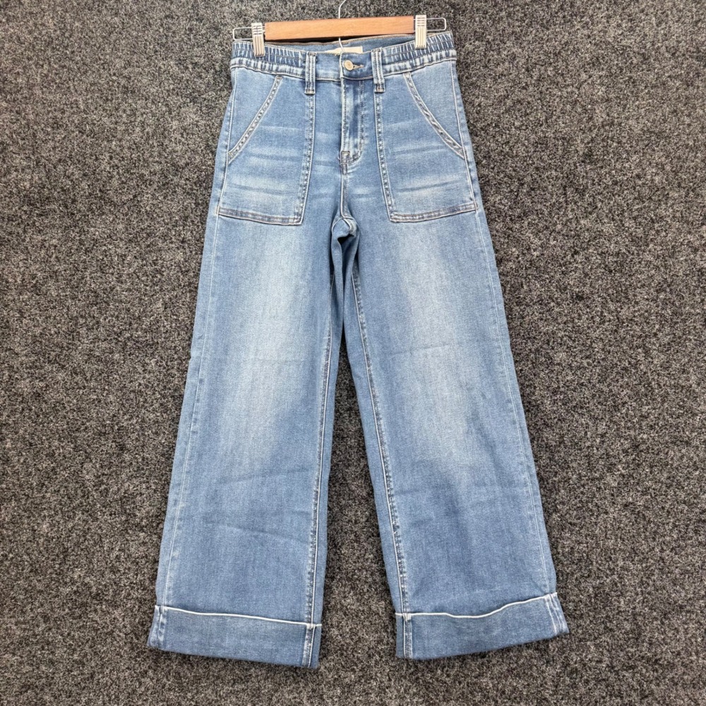Vervet Los Angeles Wide Leg Cuffed Jeans Light Wash Size 24 V3589